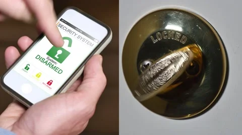 Lock Smart Home Security System with App Stock Footage 44708384