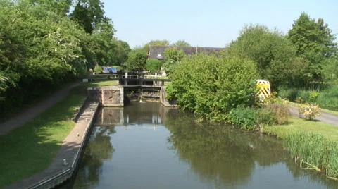 Lock by Southcote Mill Reading Video stock 28027072