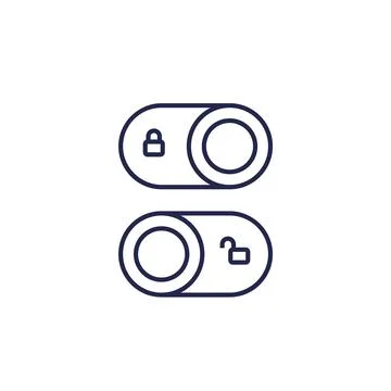 Lock switch line icons, vector Stock Illustration