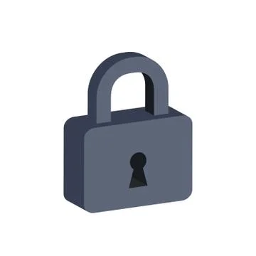 Lock symbol. Flat Isometric Icon or Logo. 3D Style Pictogram for Web Design,  Stock Illustration