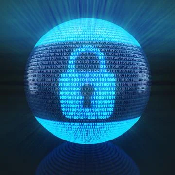 Lock symbol on globe formed by binary code Stock Illustration