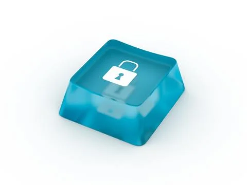 Lock symbol on keyboard button. 3D rendering Illustrazione stock