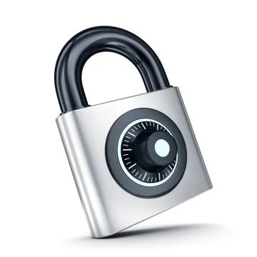 Lock symbol only on white background. 3d illustration Illustrazione stock