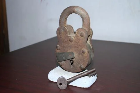 A lock is on the table. Fotos de archivo