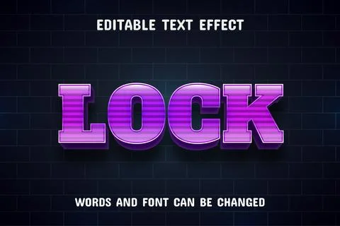 Lock text - editable text effect Stock Illustration