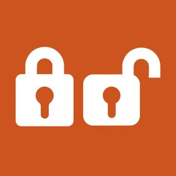 Lock unlock icon in trendy flat style isolated on red background. Vector Stock Illustration