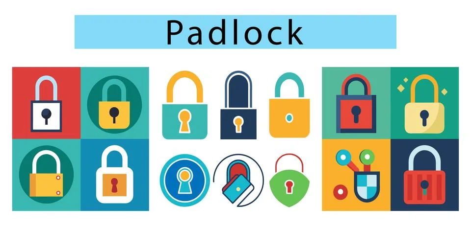 Lock vector art, Open and closed Padlock icon vector, Lock icon Stock Illustration