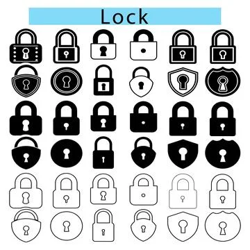 Lock vector art, Open and closed Padlock icon vector, Lock icon, Lock line icon Stock Illustration
