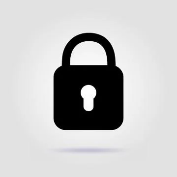 Lock vector icon on gray background with soft shadow Stockillustratie