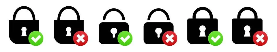 Lock vector icon. Protection security and unsecured Stock Illustration