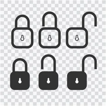 Lock vector icons set. Illustration isolated on transparent background for Stock Illustration