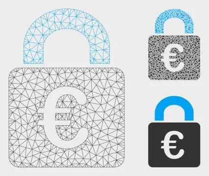 Lock Vector Mesh Network Model and Triangle Mosaic Icon 스톡 일러스트