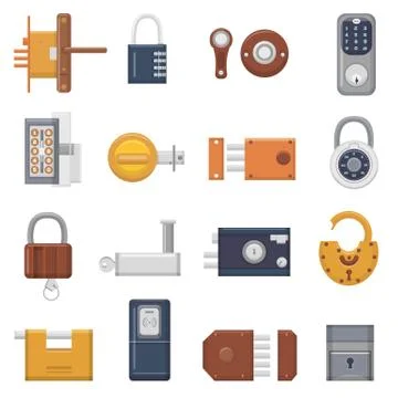 Lock vector padlock with keyhole for safety and security locking system with Stock Illustration