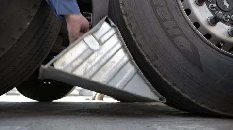 Lock the wheels of the truck Stock Footage 60789205