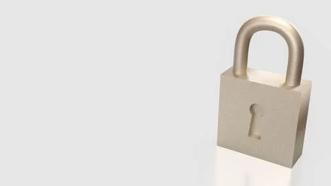 The Lock on white Background for Security concept 3d Rendering. Stock Photos