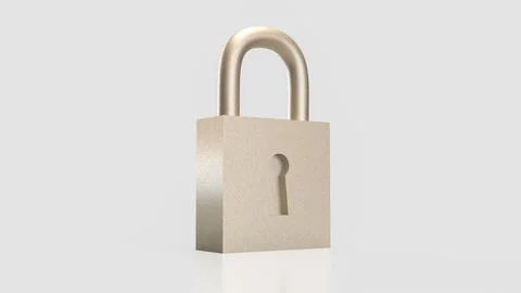 The Lock on white Background for Security concept 3d Rendering. Stockfoto's