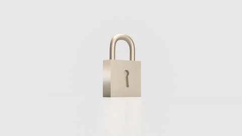 The Lock on white Background for Security concept 3d Rendering. Stockfoto's