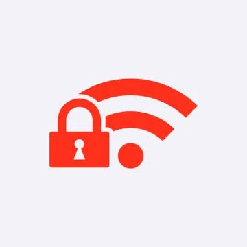 Lock wifi icon stock vector illustration flat design Stock Illustration