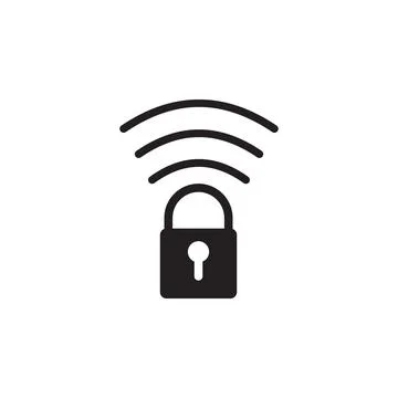 Lock on wireless communication icon. Elements of cyber security icon. Premium Stock Illustration
