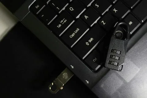 Lock your laptop to keep it safe Foto stock