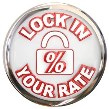 Lock in your rate button percent interest loan mortage Stock Illustration