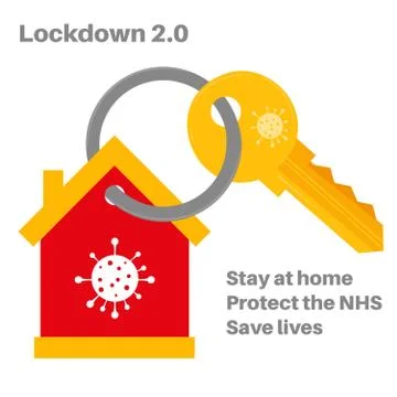 Lockdown 2.0 Virus Pandemic vector illustration on a house background with a  Stock Illustration