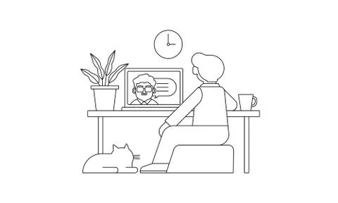 Lockdown activity online learning Stock Illustration