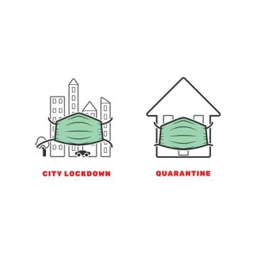 Lockdown and quarantine icons. Editable strokes. Stock Illustration
