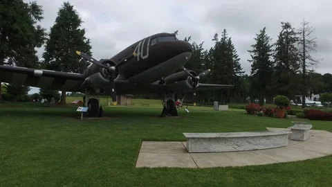 Lockdown C-47 Douglas DC-3 outside museum Stock Footage 92452430