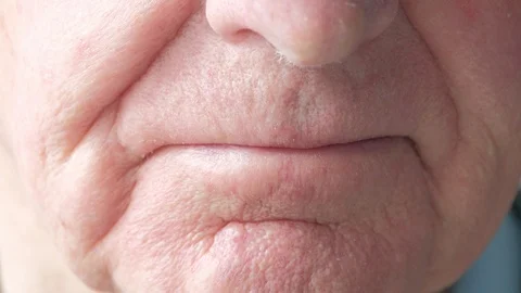 Lockdown close up of a senior caucasian man's mouth Video stock 86771838