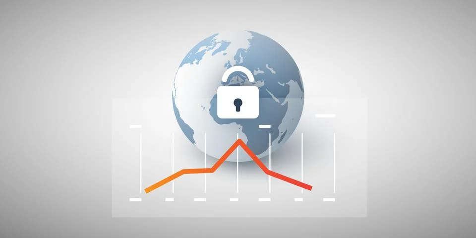Lockdown Due to Pandemic - Negative Effect on Global  Economy  - Vector Des.. Stock Illustration