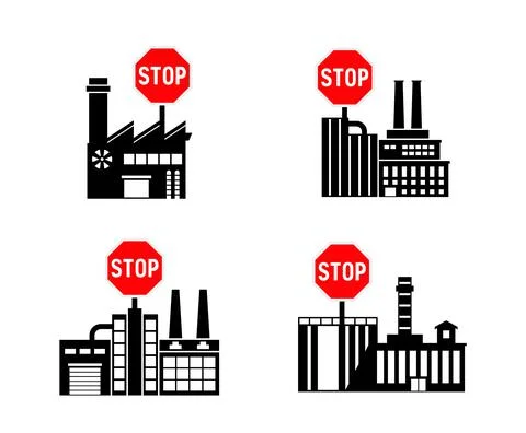 Lockdown forbidden factory vector icon. Prohibited Warning, caution, attention Stock Illustration