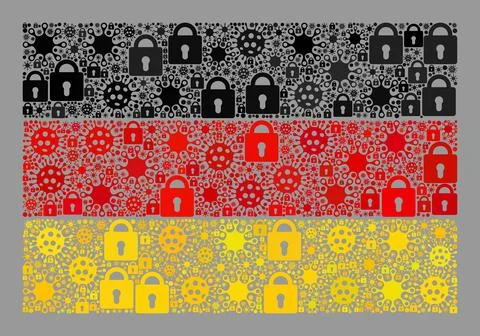 Lockdown Germany Flag - Mosaic with Lock Icons and Covid Viruses Illustrazione stock