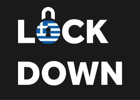 Lockdown in Greece. Flag of Greece on a padlock to indicate second lockdown i Stock Illustration