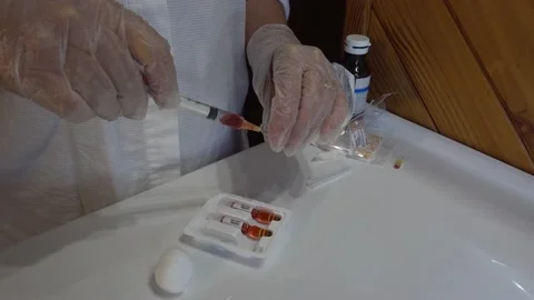 Lockdown, having to self inject medication like vitamin B12. The paraphernalia. Stock Footage 148071823