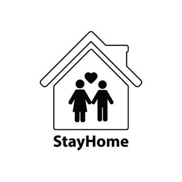 Lockdown icon home icon with lock symbol quarantine stay home sign Stock Illustration