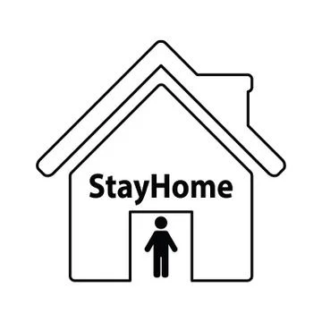 Lockdown icon home icon with lock symbol quarantine stay home sign Stock Illustration