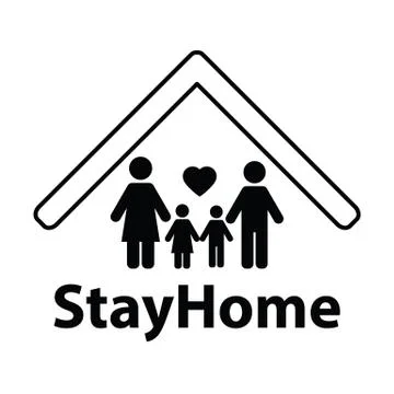 Lockdown icon home icon with lock symbol quarantine stay home sign Stock Illustration