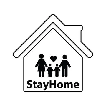 Lockdown icon home icon with lock symbol quarantine stay home sign Stock Illustration