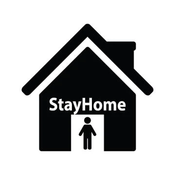 Lockdown icon home icon with lock symbol quarantine stay home sign Stock Illustration