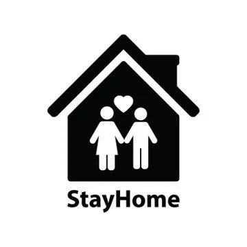 Lockdown icon home icon with lock symbol quarantine stay home sign Stock Illustration