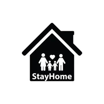 Lockdown icon home icon with lock symbol quarantine stay home sign Stock Illustration