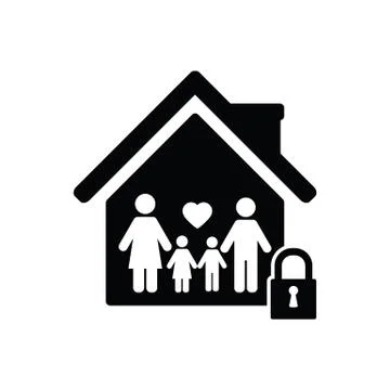 Lockdown icon home icon with lock symbol quarantine stay home sign Stock Illustration