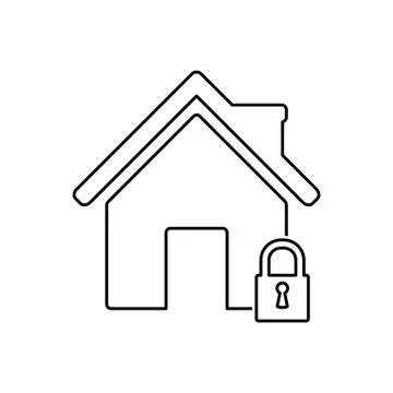Lockdown icon home icon with lock symbol quarantine stay home sign Stock Illustration