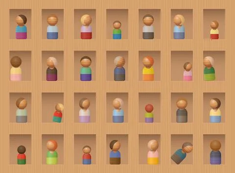 Lockdown Isolation Separation Loneliness No Contact Lonely Figures Stock Illustration