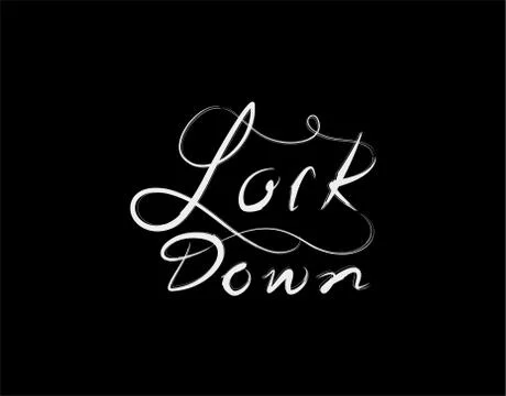 Lockdown Lettering Text on Black background in vector illustration Stock Illustration