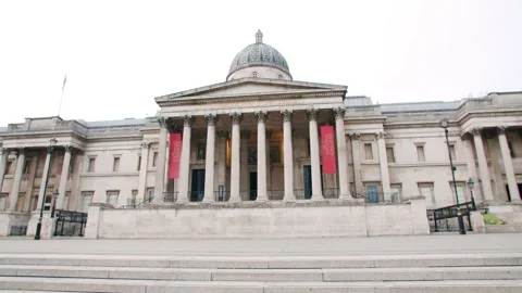 Lockdown in London, the beautiful National Gallery, during coronavirus pandemic Stock Footage