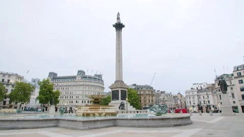 Lockdown in London, Nelson's Column in Empty Trafalgar Square during coronavirus Video stock 138966236