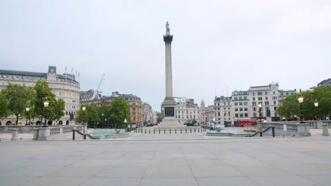 Lockdown in London, Nelson's Column in Trafalgar Square during Covid-19 Stock Footage