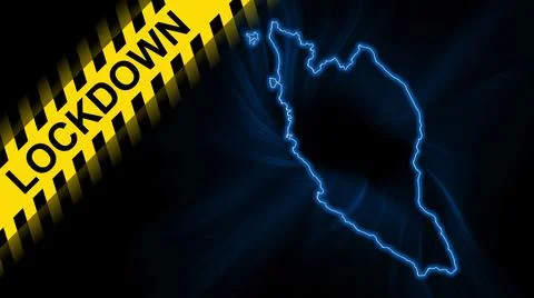 Lockdown Malaysia, outline map Coronavirus, Outbreak quarantine Illustrazione stock